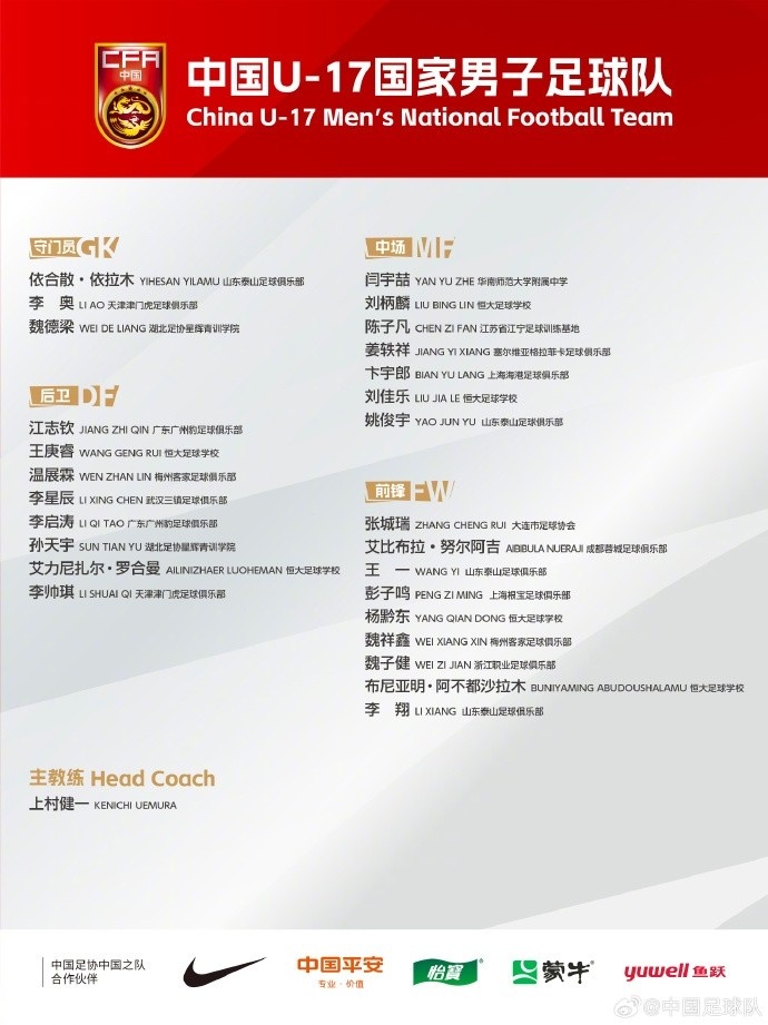 北青體育：U17國(guó)足落選球員彭子鳴、李星辰、陳子凡仍留隊(duì)合練